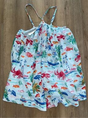 NWT Maeve Blue Sea life Fish Whimsical Swing Dress Anthropologie Medium M Med